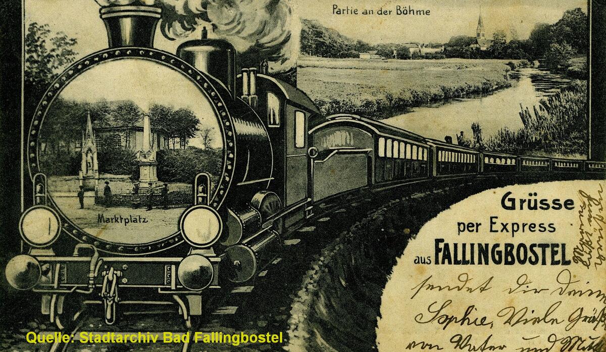 Bild vergrößern: Postkarte "Grüße per Express", gelaufen im Jahr 1905