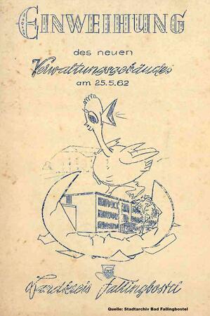 Bild vergrößern: Titelseite des Festschrift zur "Einweihung des neuen Verwaltungsgebäudes am 25. 5. 62"