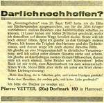 Bild vergrößern: Erneuter Spendenaufruf im "Sonntagsboten" am 2. November 1947