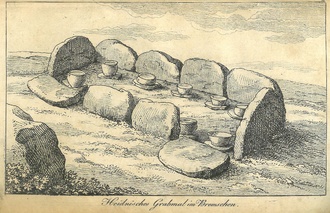 Bild vergrößern: Abbildung eines Großsteingrabs aus dem Bremischen - Anlage zu Blumenbachs Beitrag für das "Vaterländische Archiv" (1820)