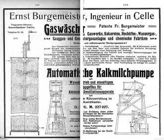 Bild vergrößern: Anzeige von Ingenieur Ernst Burgemeister im "Kalender für das Gas- und Wasserfach" (1905)